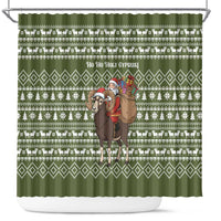 Cyprus Christmas Shower Curtain with Santa Riding Ram Ho Ho Holy Cyprus Text and Green Holiday - Wonder Print Shop