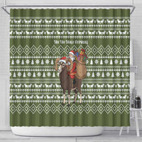 Cyprus Christmas Shower Curtain with Santa Riding Ram Ho Ho Holy Cyprus Text and Green Holiday - Wonder Print Shop