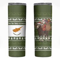 Cyprus Christmas Skinny Tumbler with Santa Riding Ram Ho Ho Holy Cyprus Text and Green Holiday - Wonder Print Shop