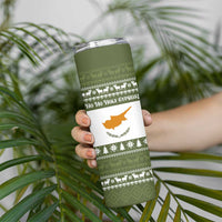 Cyprus Christmas Skinny Tumbler with Santa Riding Ram Ho Ho Holy Cyprus Text and Green Holiday - Wonder Print Shop