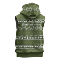 Cyprus Christmas Sleeveless Zip Hoodie with Santa Riding Ram Ho Ho Holy Cyprus Text and Green Holiday - Wonder Print Shop