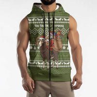 Cyprus Christmas Sleeveless Zip Hoodie with Santa Riding Ram Ho Ho Holy Cyprus Text and Green Holiday - Wonder Print Shop