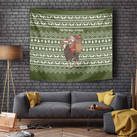 Cyprus Christmas Tapestry with Santa Riding Ram Ho Ho Holy Cyprus Text and Green Holiday - Wonder Print Shop