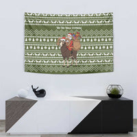 Cyprus Christmas Tapestry with Santa Riding Ram Ho Ho Holy Cyprus Text and Green Holiday - Wonder Print Shop