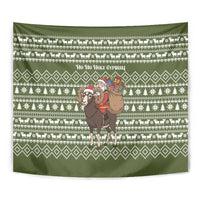 Cyprus Christmas Tapestry with Santa Riding Ram Ho Ho Holy Cyprus Text and Green Holiday - Wonder Print Shop