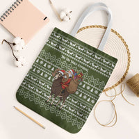 Cyprus Christmas Tote Bag with Santa Riding Ram Ho Ho Holy Cyprus Text and Green Holiday - Wonder Print Shop