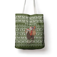 Cyprus Christmas Tote Bag with Santa Riding Ram Ho Ho Holy Cyprus Text and Green Holiday - Wonder Print Shop