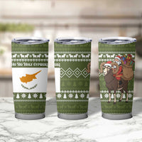 Cyprus Christmas Tumbler Cup with Santa Riding Ram Ho Ho Holy Cyprus Text and Green Holiday - Wonder Print Shop