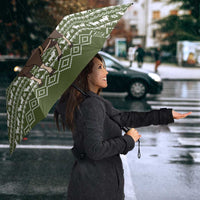 Cyprus Christmas Umbrella with Santa Riding Ram Ho Ho Holy Cyprus Text and Green Holiday - Wonder Print Shop