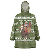 Cyprus Christmas Wearable Blanket Hoodie with Santa Riding Ram Ho Ho Holy Cyprus Text and Green Holiday - Wonder Print Shop