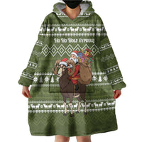 Cyprus Christmas Wearable Blanket Hoodie with Santa Riding Ram Ho Ho Holy Cyprus Text and Green Holiday - Wonder Print Shop