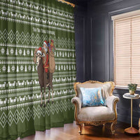 Cyprus Christmas Window Curtain with Santa Riding Ram Ho Ho Holy Cyprus Text and Green Holiday - Wonder Print Shop