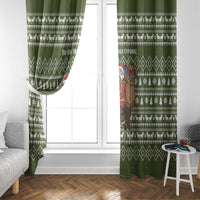 Cyprus Christmas Window Curtain with Santa Riding Ram Ho Ho Holy Cyprus Text and Green Holiday - Wonder Print Shop