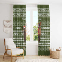 Cyprus Christmas Window Curtain with Santa Riding Ram Ho Ho Holy Cyprus Text and Green Holiday - Wonder Print Shop