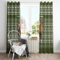 Cyprus Christmas Window Curtain with Santa Riding Ram Ho Ho Holy Cyprus Text and Green Holiday - Wonder Print Shop