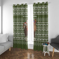 Cyprus Christmas Window Curtain with Santa Riding Ram Ho Ho Holy Cyprus Text and Green Holiday - Wonder Print Shop