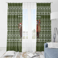Cyprus Christmas Window Curtain with Santa Riding Ram Ho Ho Holy Cyprus Text and Green Holiday - Wonder Print Shop