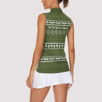 Cyprus Christmas Women Sleeveless Polo Shirt with Santa Riding Ram Ho Ho Holy Cyprus Text and Green Holiday - Wonder Print Shop