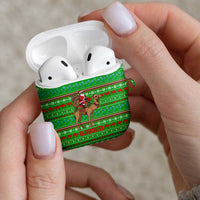 Djibouti Christmas AirPods Case with Santa Riding Camel Palm Trees Red Camel - Wonder Print Shop