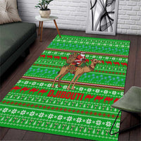 Djibouti Christmas Area Rug with Santa Riding Camel Palm Trees Red Camel - Wonder Print Shop