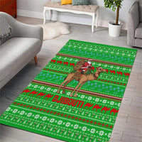 Djibouti Christmas Area Rug with Santa Riding Camel Palm Trees Red Camel - Wonder Print Shop