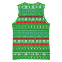 Djibouti Christmas Basketball Jersey with Santa Riding Camel Palm Trees Red Camel - Wonder Print Shop