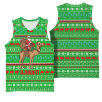 Djibouti Christmas Basketball Jersey with Santa Riding Camel Palm Trees Red Camel - Wonder Print Shop