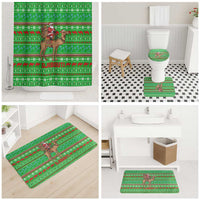 Djibouti Christmas Bathroom Set with Santa Riding Camel Palm Trees Red Camel - Wonder Print Shop