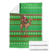 Djibouti Christmas Blanket with Santa Riding Camel Palm Trees Red Camel - Wonder Print Shop