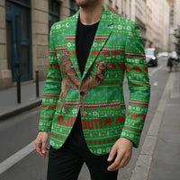 Djibouti Christmas Blazer with Santa Riding Camel Palm Trees Red Camel - Wonder Print Shop