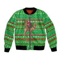 Djibouti Christmas Bomber Jacket with Santa Riding Camel Palm Trees Red Camel - Wonder Print Shop