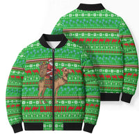 Djibouti Christmas Bomber Puffer Jacket with Santa Riding Camel Palm Trees Red Camel - Wonder Print Shop