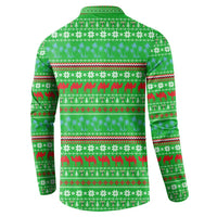 Djibouti Christmas Button Sweatshirt with Santa Riding Camel Palm Trees Red Camel - Wonder Print Shop