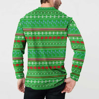 Djibouti Christmas Button Sweatshirt with Santa Riding Camel Palm Trees Red Camel - Wonder Print Shop