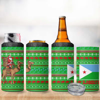 Djibouti Christmas 4 in 1 Can Cooler Tumbler with Santa Riding Camel Palm Trees Red Camel - Wonder Print Shop