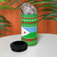 Djibouti Christmas 4 in 1 Can Cooler Tumbler with Santa Riding Camel Palm Trees Red Camel - Wonder Print Shop