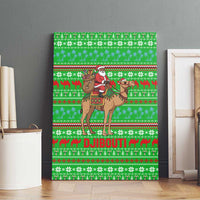 Djibouti Christmas Canvas Wall Art with Santa Riding Camel Palm Trees Red Camel - Wonder Print Shop