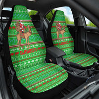 Djibouti Christmas Car Seat Cover with Santa Riding Camel Palm Trees Red Camel - Wonder Print Shop