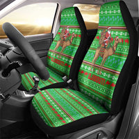 Djibouti Christmas Car Seat Cover with Santa Riding Camel Palm Trees Red Camel - Wonder Print Shop
