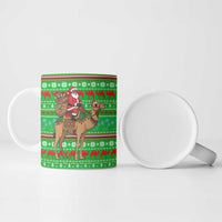 Djibouti Christmas Ceramic Mug with Santa Riding Camel Palm Trees Red Camel - Wonder Print Shop