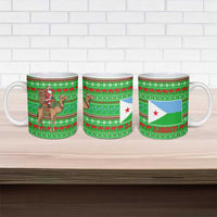 Djibouti Christmas Ceramic Mug with Santa Riding Camel Palm Trees Red Camel - Wonder Print Shop
