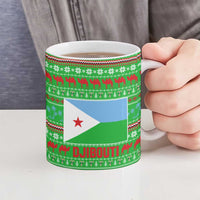 Djibouti Christmas Ceramic Mug with Santa Riding Camel Palm Trees Red Camel - Wonder Print Shop