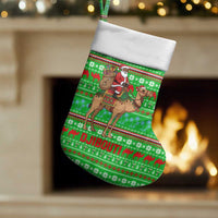 Djibouti Christmas Stocking with Santa Riding Camel Palm Trees Red Camel - Wonder Print Shop