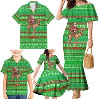 Djibouti Christmas Family Matching Mermaid Dress and Hawaiian Shirt with Santa Riding Camel Palm Trees Red Camel - Wonder Print Shop