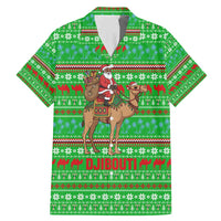 Djibouti Christmas Family Matching Mermaid Dress and Hawaiian Shirt with Santa Riding Camel Palm Trees Red Camel - Wonder Print Shop