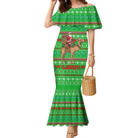 Djibouti Christmas Family Matching Mermaid Dress and Hawaiian Shirt with Santa Riding Camel Palm Trees Red Camel - Wonder Print Shop