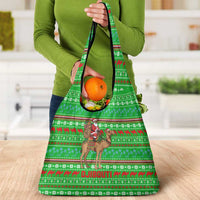 Djibouti Christmas Grocery Bag with Santa Riding Camel Palm Trees Red Camel - Wonder Print Shop