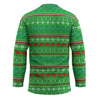 Djibouti Christmas Hockey Jersey with Santa Riding Camel Palm Trees Red Camel - Wonder Print Shop