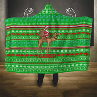 Djibouti Christmas Hooded Blanket with Santa Riding Camel Palm Trees Red Camel - Wonder Print Shop