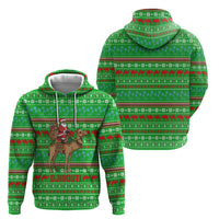 Djibouti Christmas Hoodie with Santa Riding Camel Palm Trees Red Camel - Wonder Print Shop